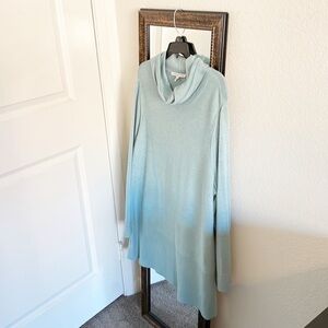 Adrienne Vittadini reef heather blue ribbed cowl neck long sleeve sweater